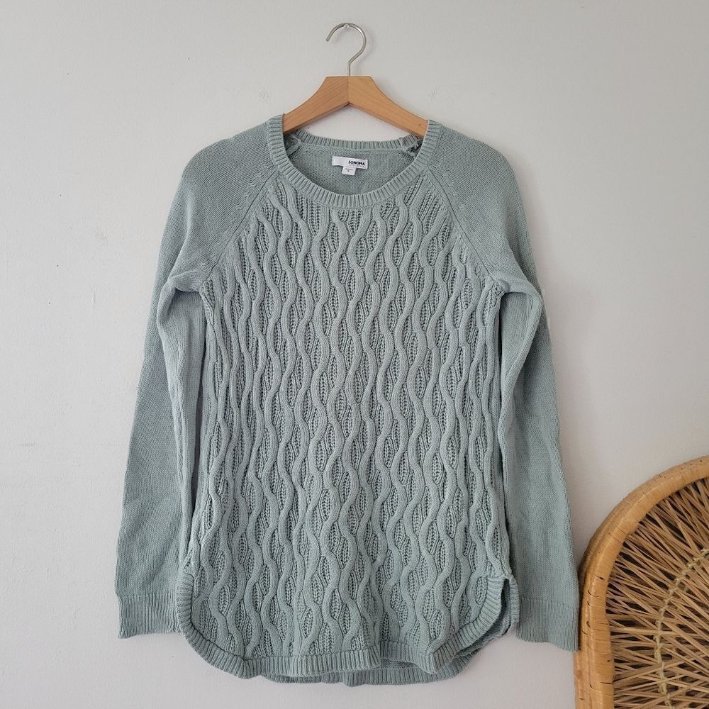 Sonoma Cable Knit Sweater Green S